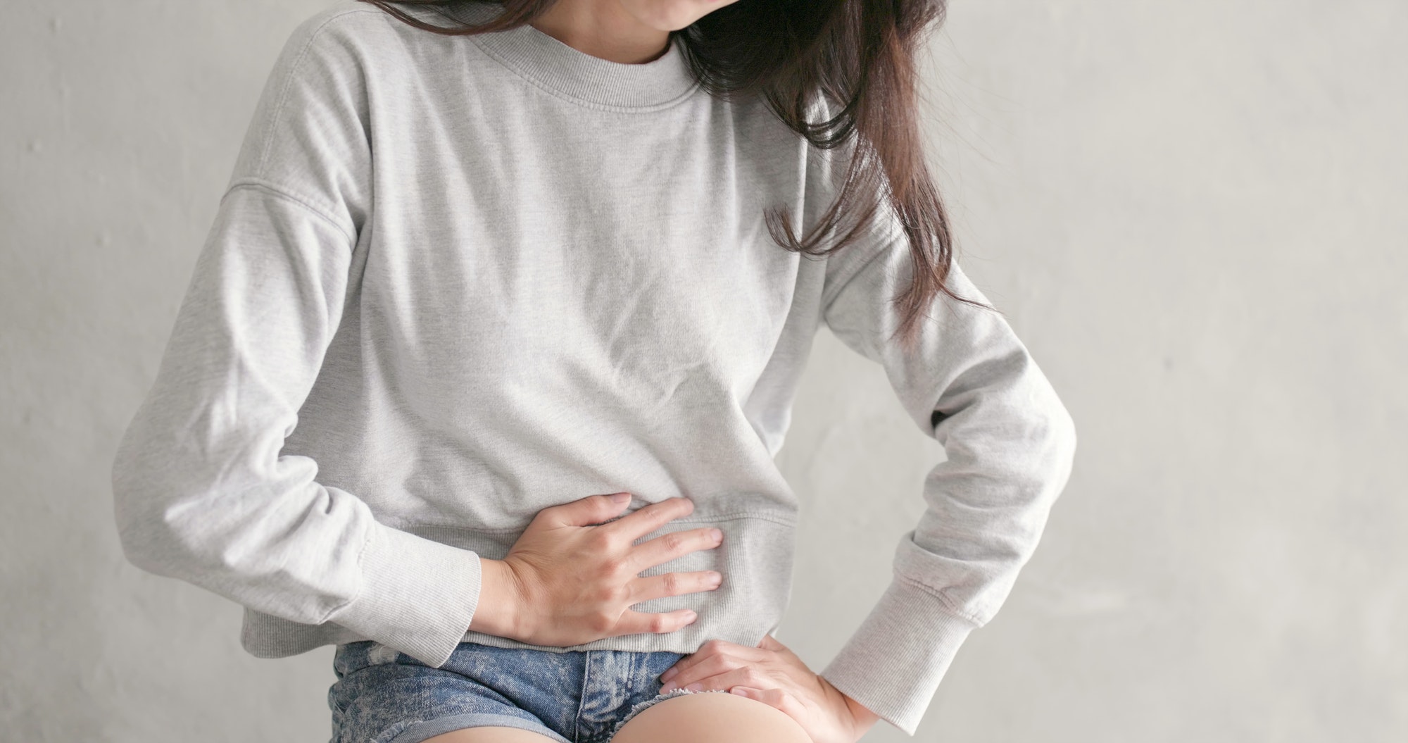Woman suffer from stomach pain
